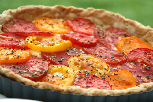 closeup tomato tart